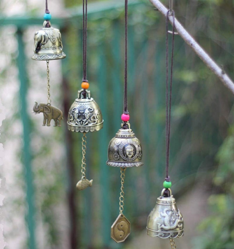 DMtse Chinese Lucky Feng Shui Elephant Vintage Bell for Wealth and Safe, Success, Ward Off Evil, Protect Peace - Home Garden Car Interiors Hanging Charm Wind Chime Good Luck Blessing - Image 2